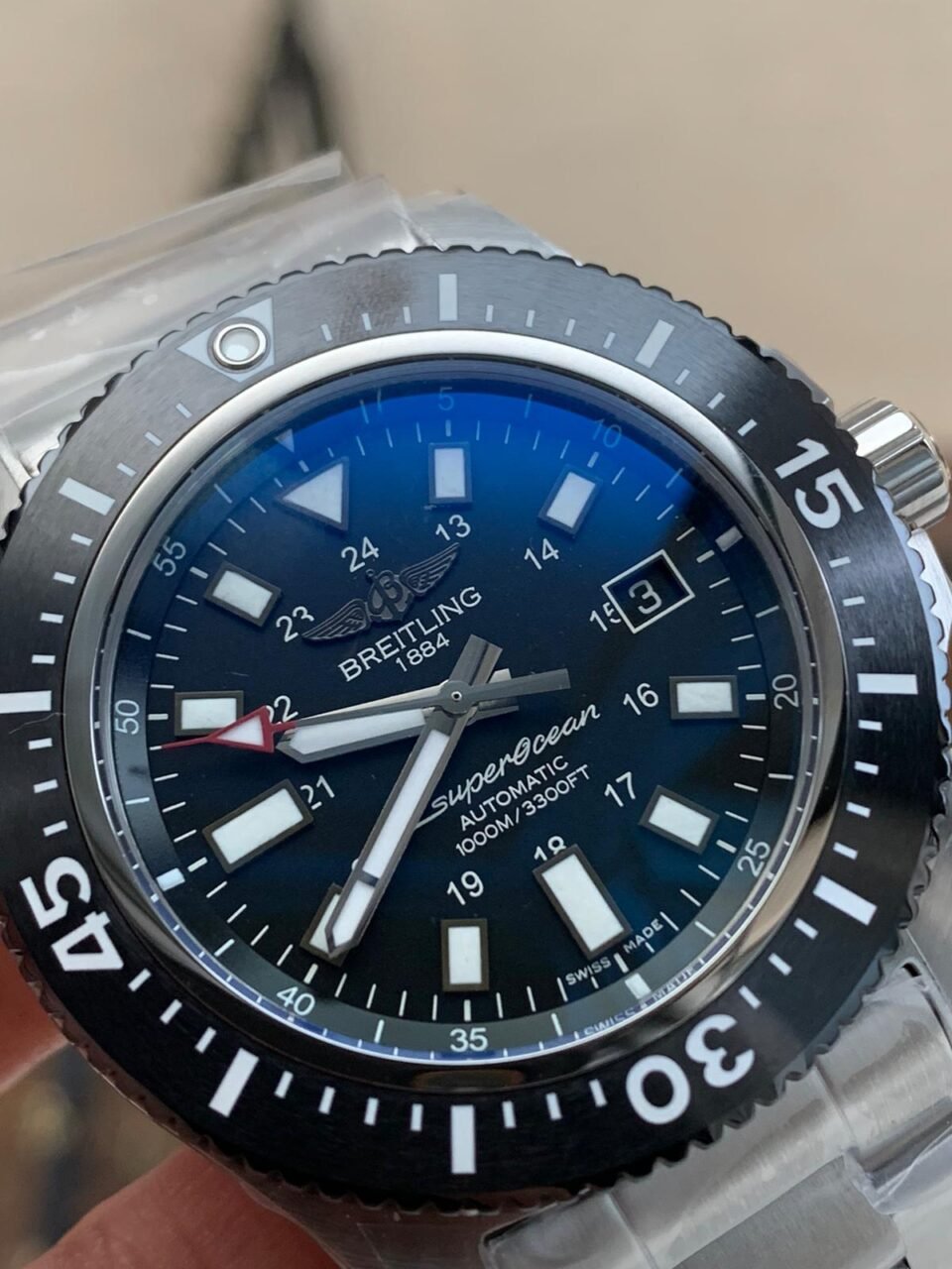 Superocean 44mm Special GF 1:1 Best Edition Black Dial on SS Bracelet A2824 - Image 4