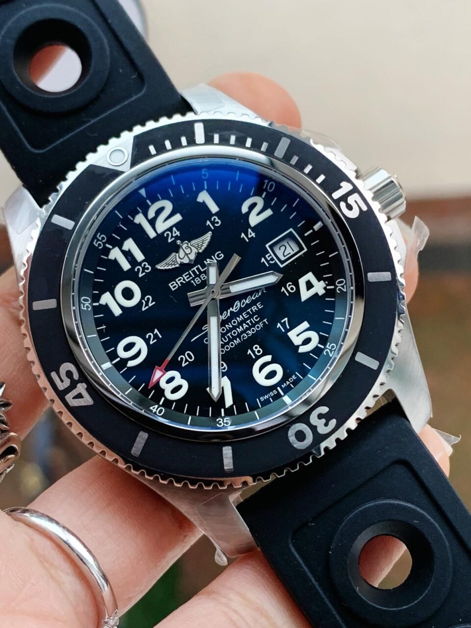 SuperOcean II 44mm GF 1:1 Best Edition Black Dial on Black Rubber Strap A2824 - Image 3