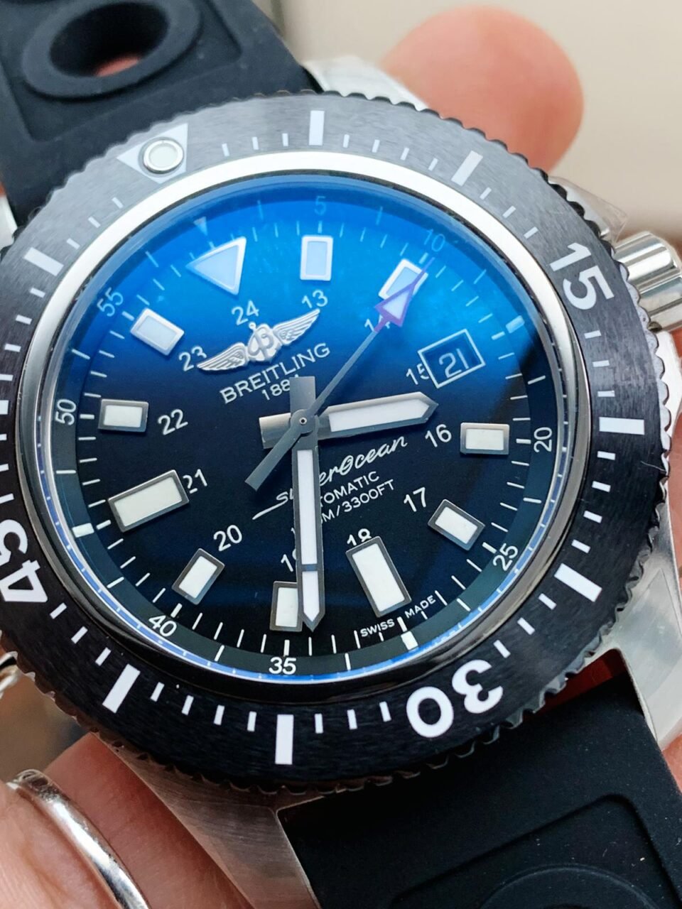 Superocean 44mm Special GF 1:1 Best Edition Black Dial on Black Rubber Strap A2824 - Image 2