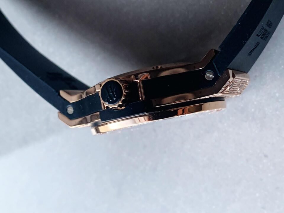 Big Bang Tourbillon Automatic ICED OUT 18K GOLD PLATED Textured Dial on Black Rubber Strap - Image 11