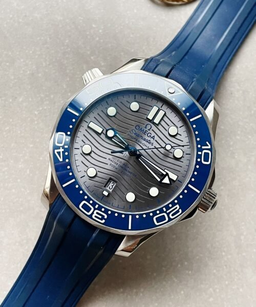 2018 Seamaster Diver 300M VSF 1:1 Best Edition Blue Ceramic Grey Dial on blue rubber strap Strap A8800