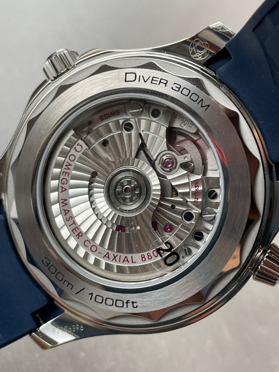 2018 Seamaster Diver 300M VSF 1:1 Best Edition Blue Ceramic Grey Dial on blue rubber strap Strap A8800 - Image 6