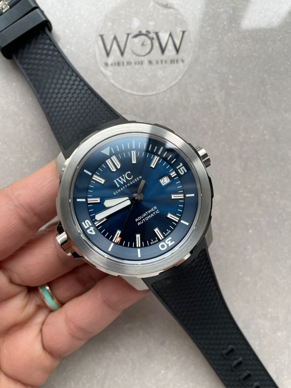 Aquatimer SS IW3290 V6SF 1:1 Best Edition Blue Dial on rubber Bracelet A2892