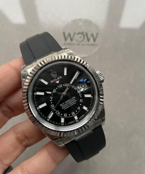 Sky-Dweller 326934 904L SS Noob 1:1 Best Edition Black Dial on Black Rubber Strap Asian 23J to 9001