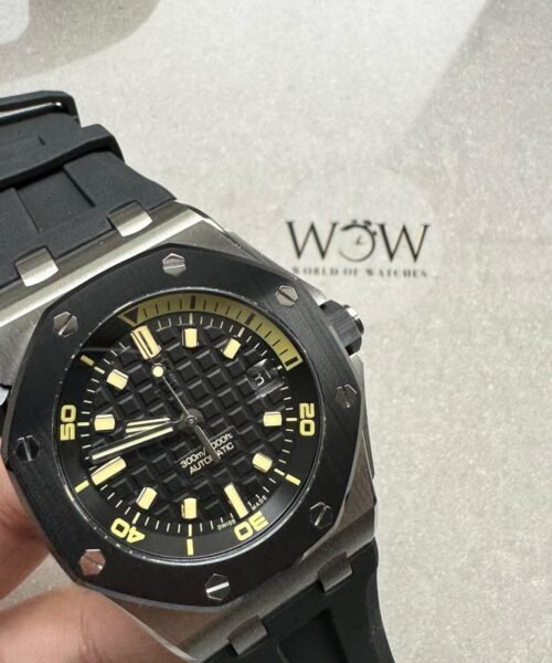 ZF Royal Oak Offshore Diver 15720 SS Black Dial on Rubber Strap A4308