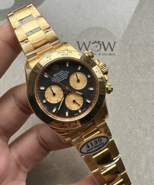 Clean Daytona 116508 904L YG Black Dial on YG Bracelet A4130