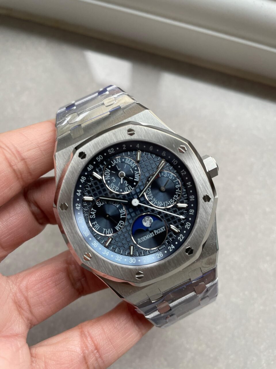Royal Oak 41mm Perpetual Calendar 26574 SS APSF1:1 Best Edition Blue Dial on SS Bracelet A5134