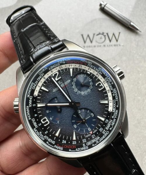 Polaris Geographic TWA SS Blue Textured Dial on Black Leather Strap A936