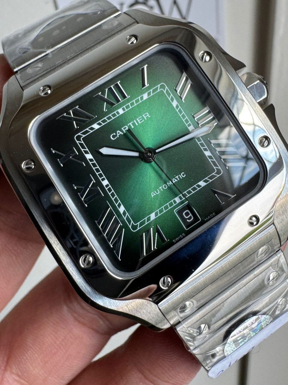 Santos de Cartier 40mm SS BVF 1:1 Best Edition Green Dial on SS SmartLinks Bracelet MIYOTA 9015 - Image 2