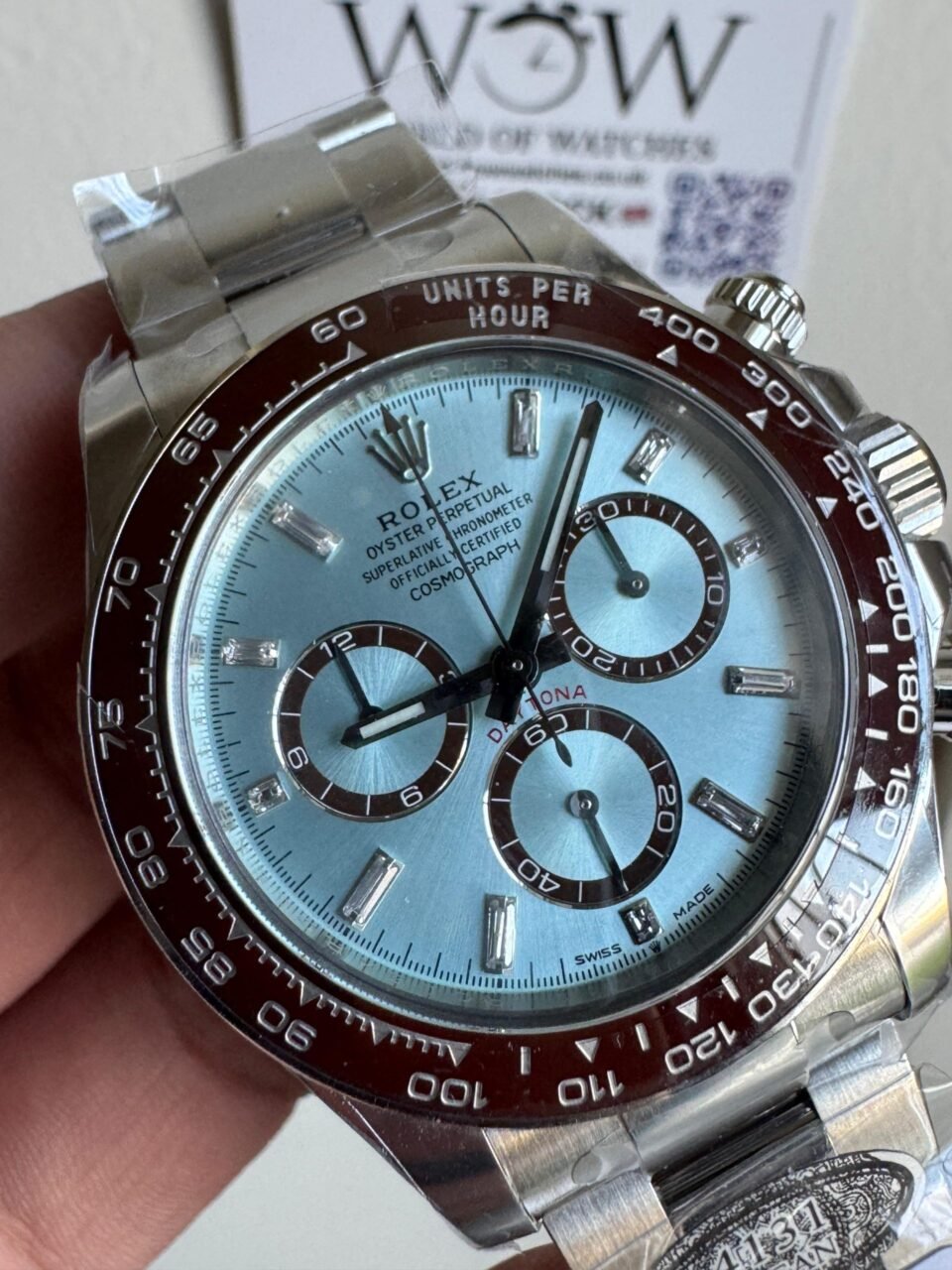 Daytona 126506 904L SS Ice Blue open back on SS Bracelet Clean SH4131