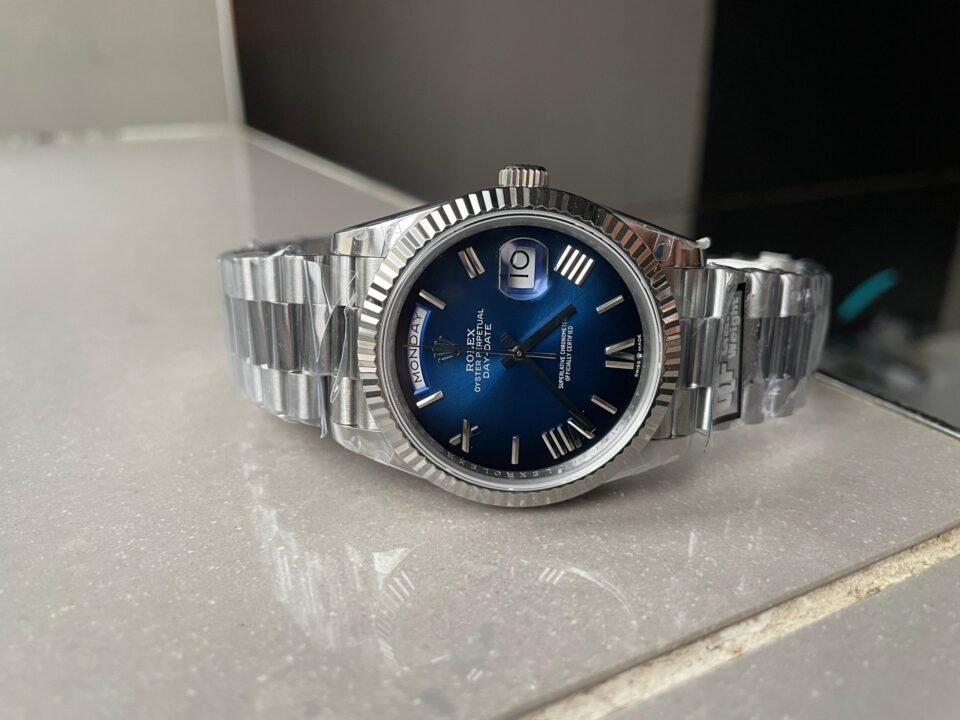 DayDate 40 SS QF Best Edition 904L Steel Blue/Black Dial On President Bracelet A2836 V4 (Gain Weight) - Image 3