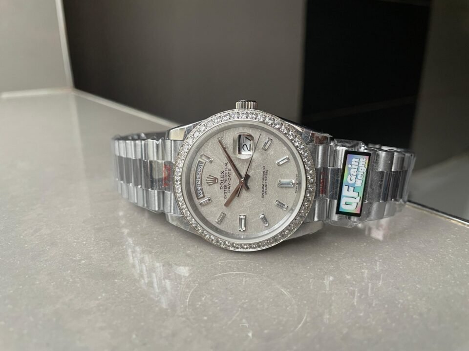 Day-Date 40mm 228349 SS Diam Bezel Meteorite Dial Diam on SS President Bracelet GSF A2836 Mod - Image 4