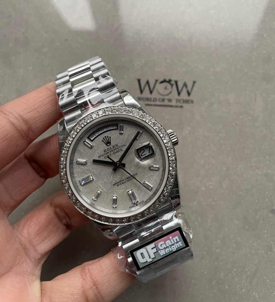 Day-Date 40mm 228349 SS Diam Bezel Meteorite Dial Diam on SS President Bracelet GSF A2836 Mod