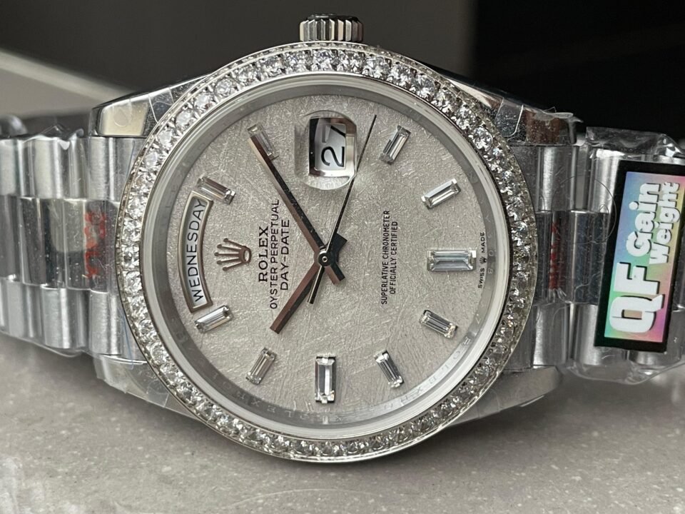 Day-Date 40mm 228349 SS Diam Bezel Meteorite Dial Diam on SS President Bracelet GSF A2836 Mod - Image 5