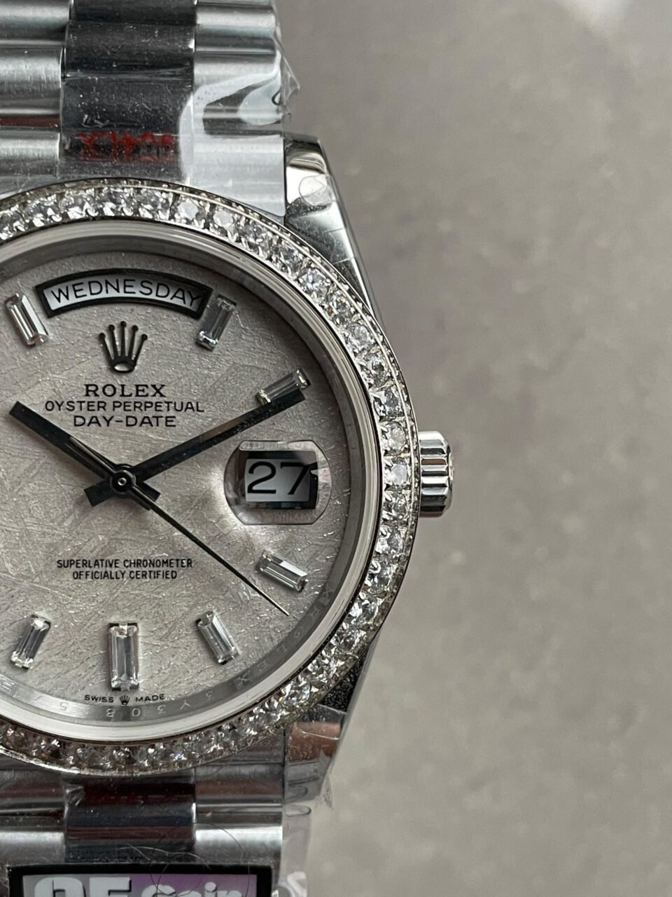 Day-Date 40mm 228349 SS Diam Bezel Meteorite Dial Diam on SS President Bracelet GSF A2836 Mod - Image 7