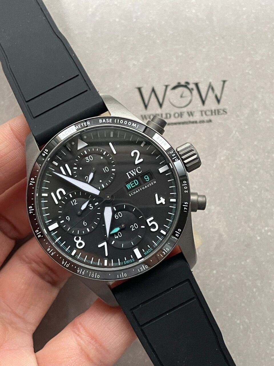 Pilot Chrono AMG IW388305 Sandblasting SS V9F Best Edition Black Dial On Black Quick Change Rubber Strap A7750 to 69385
