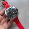 RM11-03 SS KU+F 1:1 Best Edition Crystal Skeleton Dial on Red Rubber Strap A7750