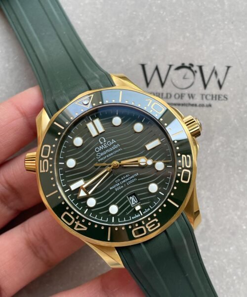 Seamaster Diver 300M VSF 1:1 Best Edition Yellow Gold  YG Green Ceramic Green Dial on Green Rubber Strap A8800 V2