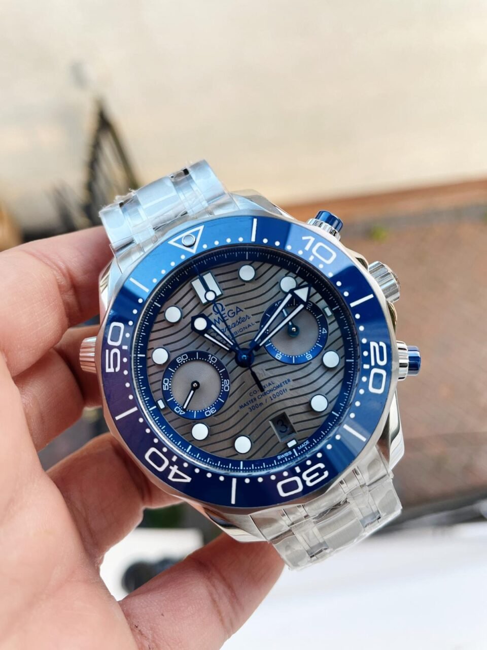 Seamaster 300M Chrono SS OMF 1:1 Best Edition Grey Dial on SS Bracelet A9900