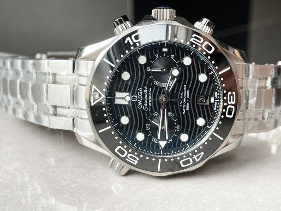 Seamaster 300M Chrono SS OMF 1:1 Best Edition Black Dial on SS Bracelet A9900 - Image 3