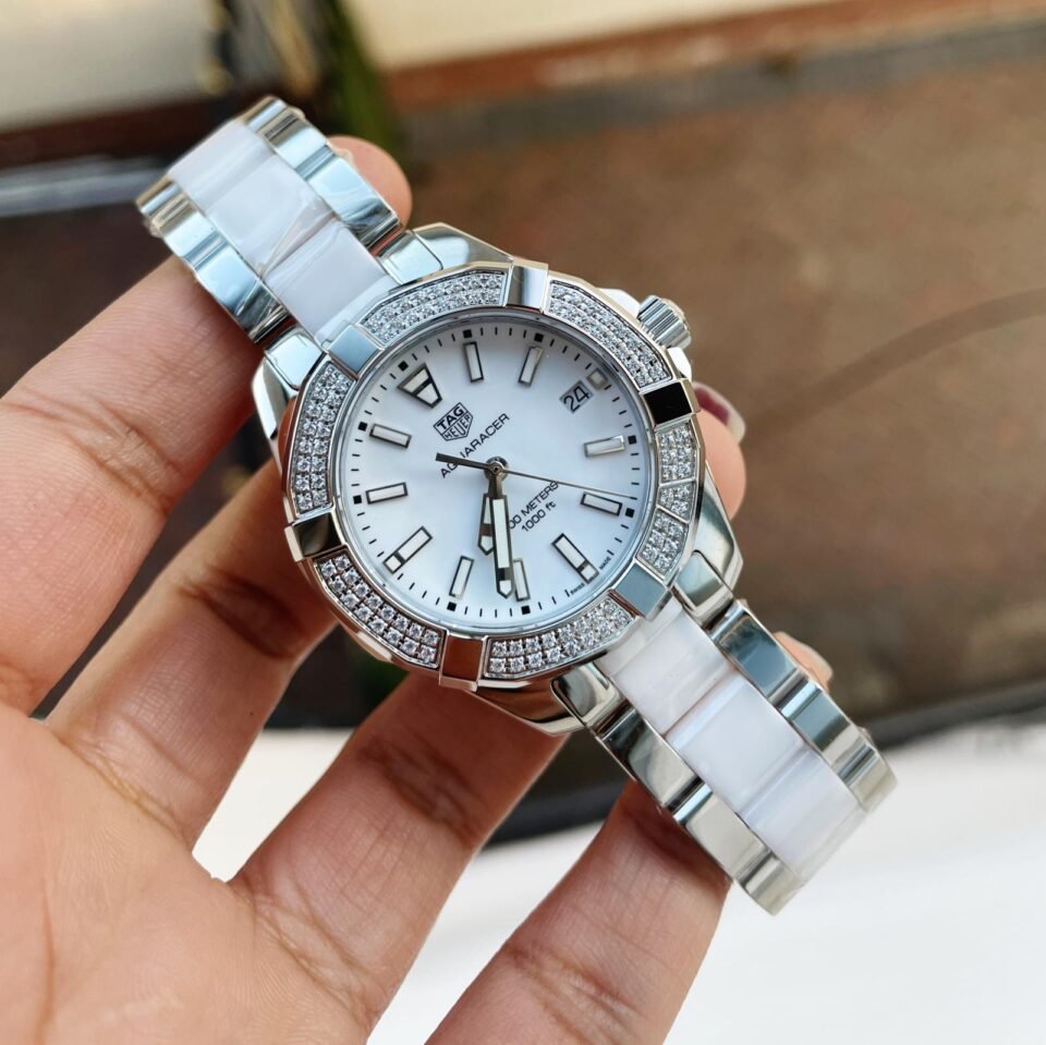 AQUA RACER LADIES SS WHITE FACE SWISS QUARTS 35mm