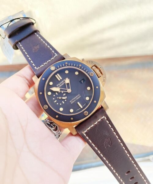 PAM968 V Bronzo VSF 1:1 Best Edition Brown Ceramic Bezel and Dial on Brown Calfskin Strap P.9010 Clone