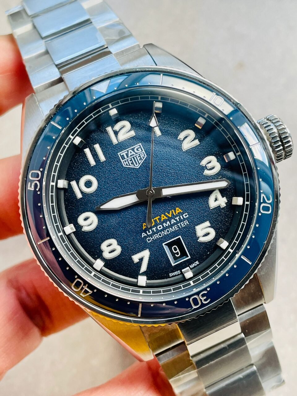 Autavia WBE5116 OGF 42mm SS KOR 1:1 Best Edition Blue Dial on SS Bracelet SW200 - Image 3