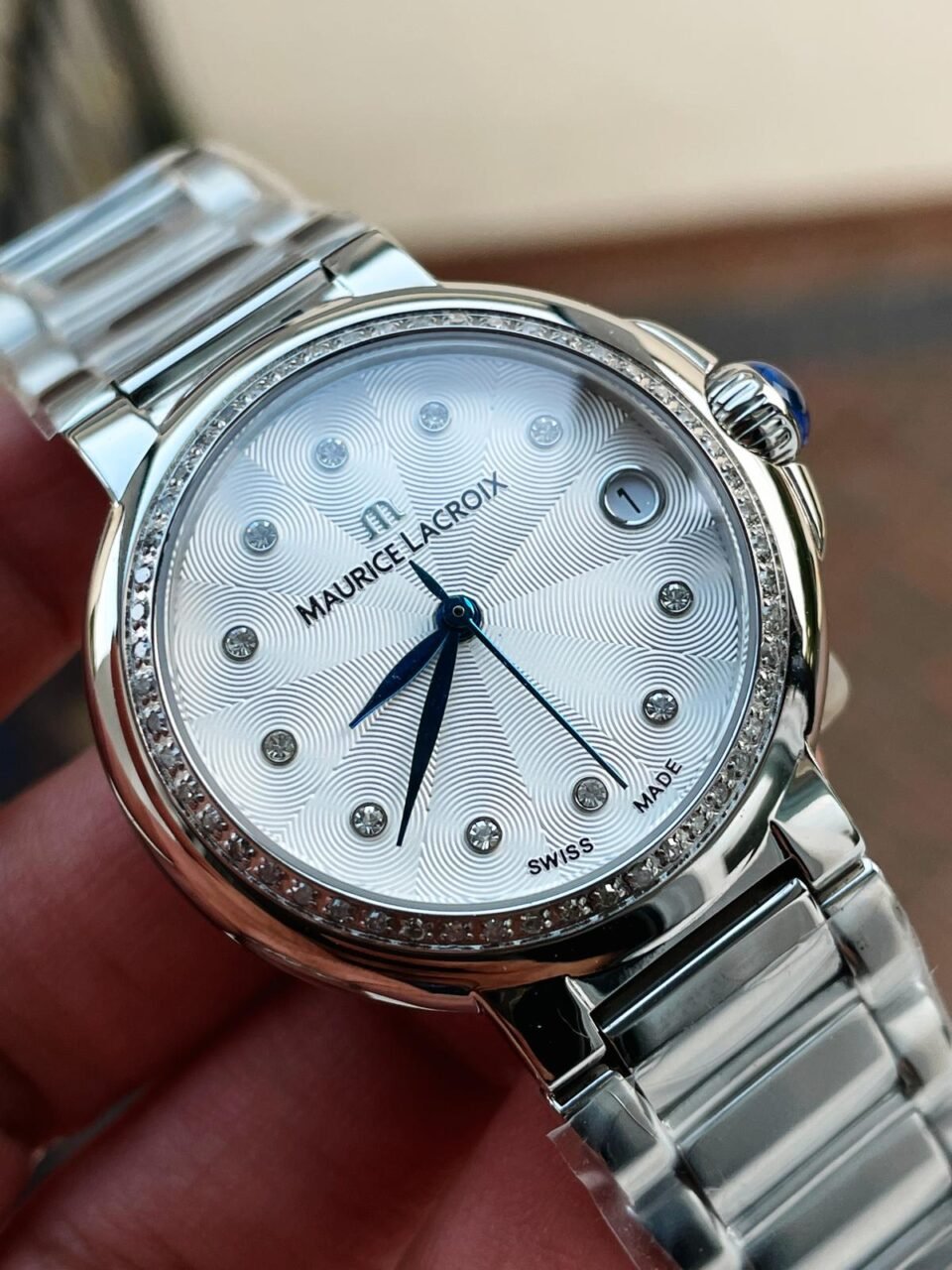 FIABA Date 36mm 1:1 Stainless steel case Diamond bezel on white dial
