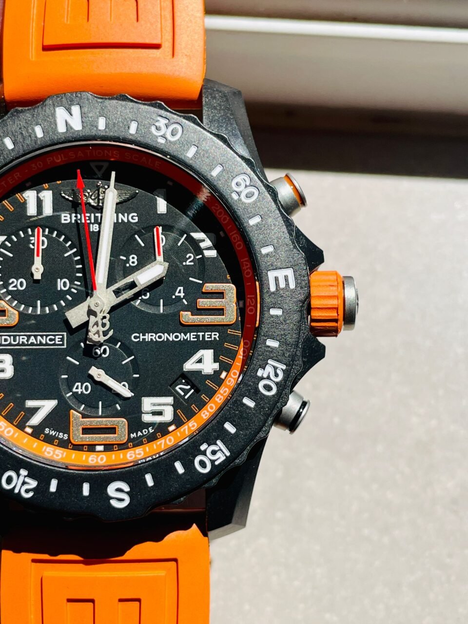 Endurance pro OGF 44mm Black dial orange Rubber Strap quartz movement - Image 6