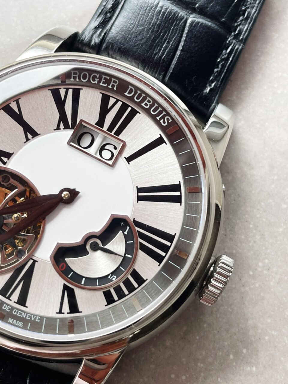 RB HOMMAGE TOURBILLON RDDBHO0558 WHITE DIAL ON BLACK LEATHER STRAP. - Image 6