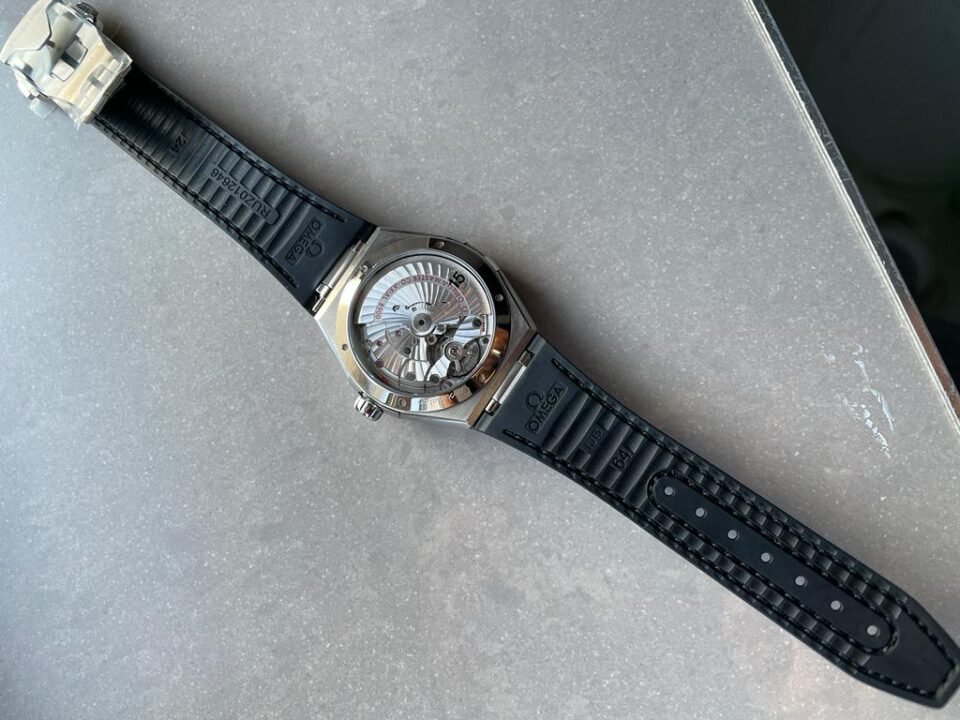 Constellation Black Ceramic SS SBF 1:1 Best Edition White Textured Dial on Black Gummy Strap A8900 - Image 9