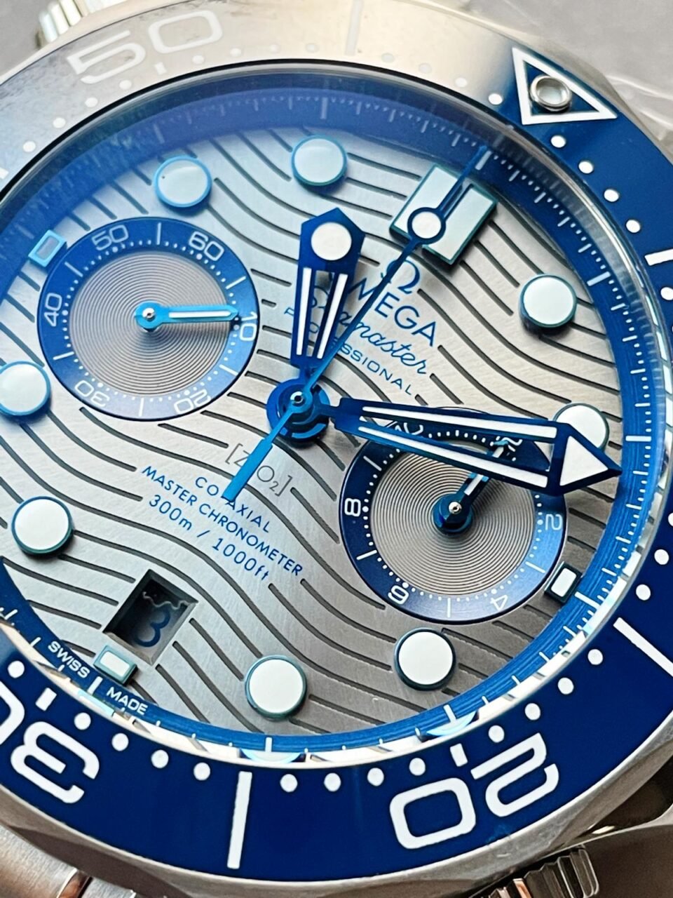 Seamaster 300M Chrono SS OMF 1:1 Best Edition Grey Dial on SS Bracelet A9900 - Image 2