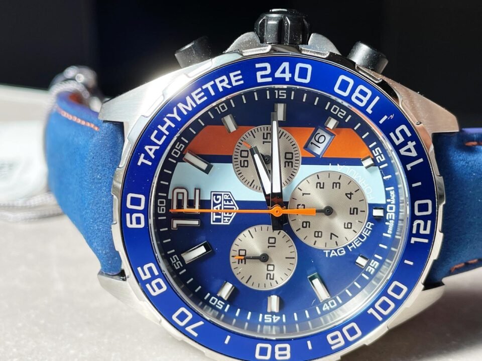 TAG Formula 1 Gulf Racing Special Edition Watch Blue dial Blue leather strap - Image 6