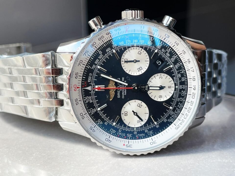 Navitimer SS GF 1:1 Best Edition SS Black Dial on SS Bracelet A7750 - Image 4