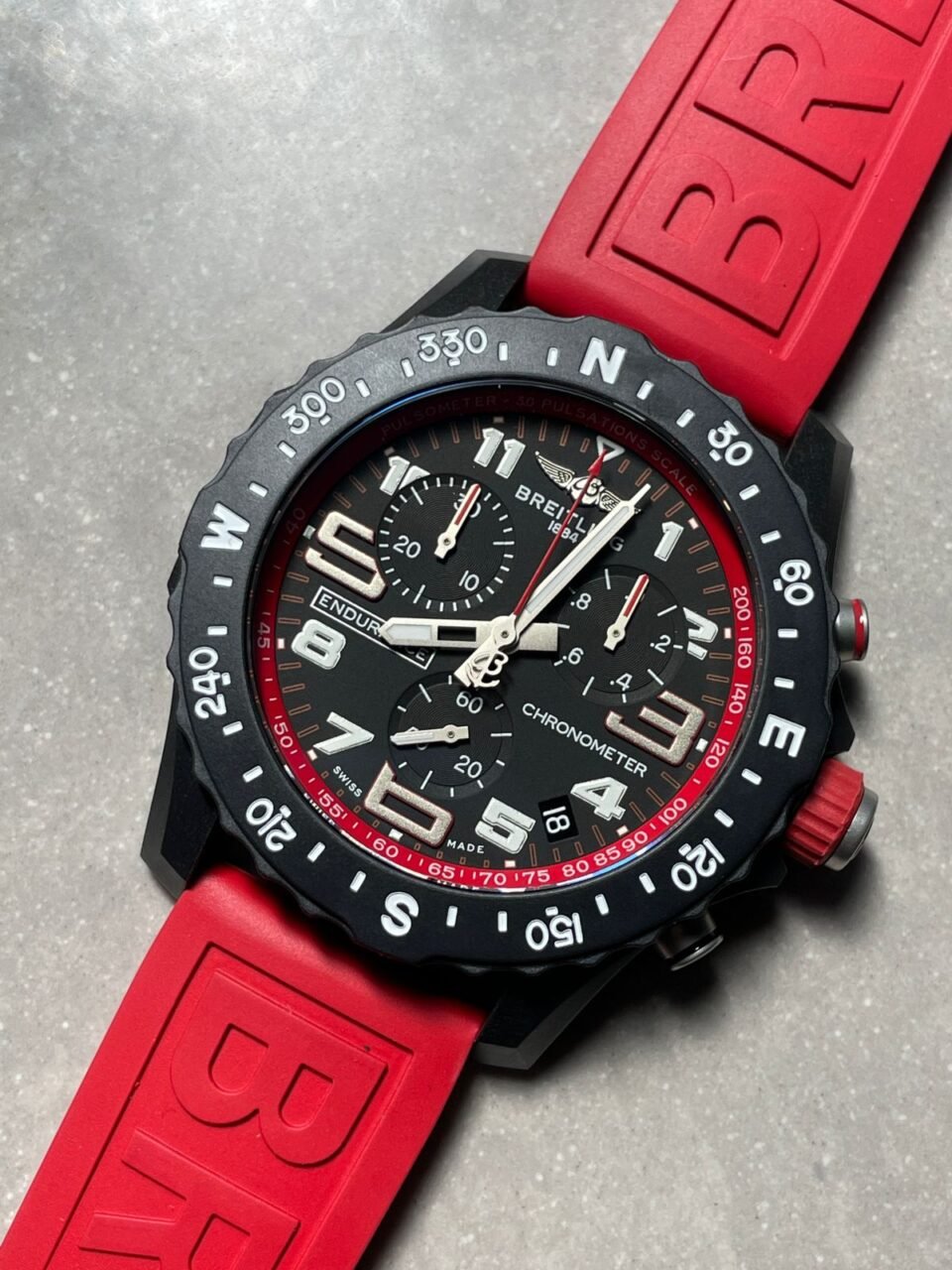 Endurance pro OGF 44mm Black dial Red Rubber Strap quartz movement - Image 7