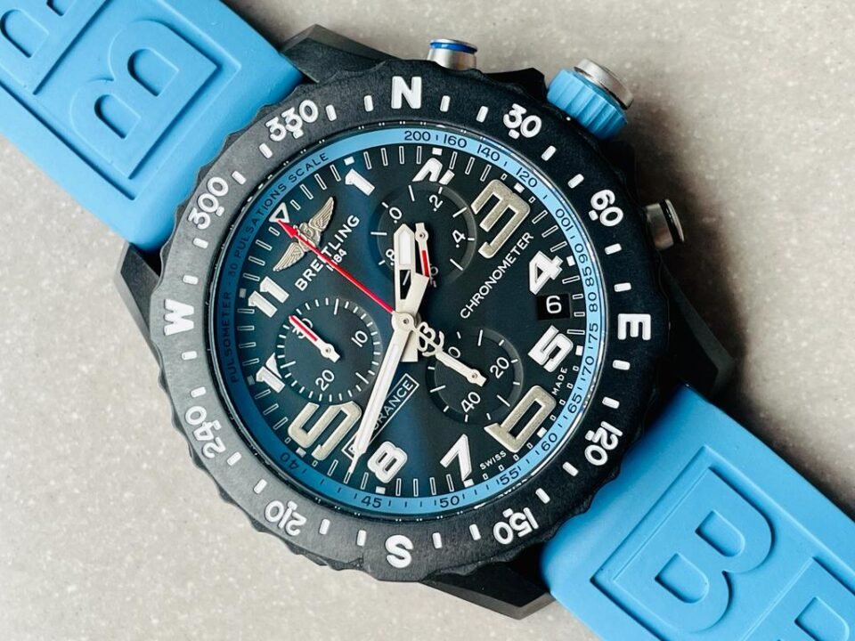 Endurance pro OGF 44mm Black dial Light Blue Rubber Strap quartz movement - Image 2