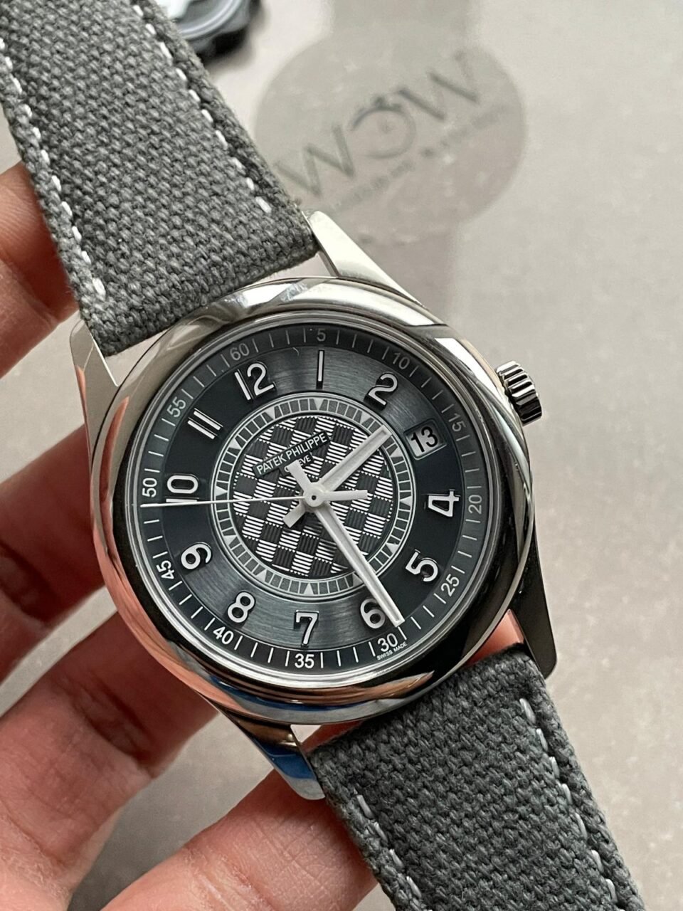 Calatrava 6007A-001 SS ZF 1:1 Best Edition Grey Dial on Grey Leather Strap A324CS - Image 5
