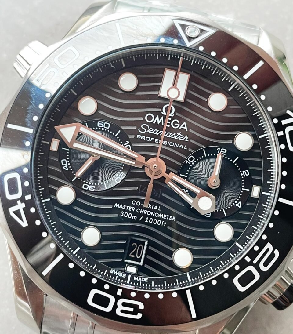 Seamaster 300M Chrono SS OMF 1:1 Best Edition Black Dial on SS Bracelet A9900 - Image 5