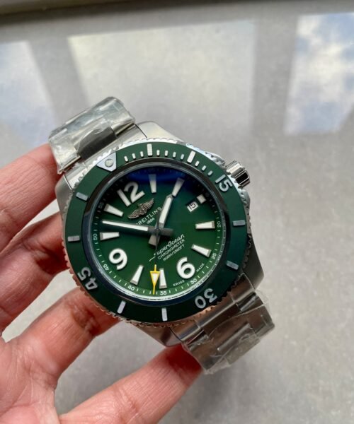 Superocean Automatic 44 BLSF 1:1 Best Edition Green Dial Green Bezel on SS Strap A2824
