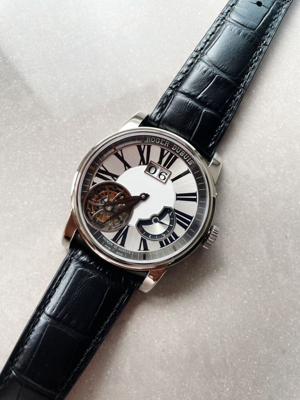 RB HOMMAGE TOURBILLON RDDBHO0558 WHITE DIAL ON BLACK LEATHER STRAP. - Image 3