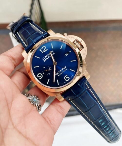 PAM1112 V GMT RG VSF 1:1 Best Edition Blue Dial on Blue Leather Strap P.9010