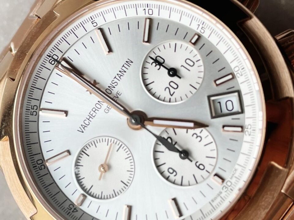 Overseas chronograph Rose gold Strap Rose Gold bezel on White dial - Image 6