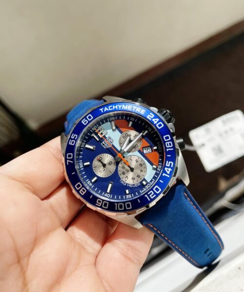 TAG Formula 1 Gulf Racing Special Edition Watch Blue dial Blue leather strap