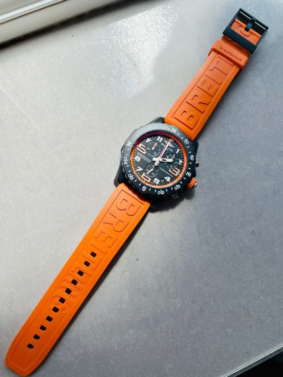Endurance pro OGF 44mm Black dial orange Rubber Strap quartz movement - Image 2