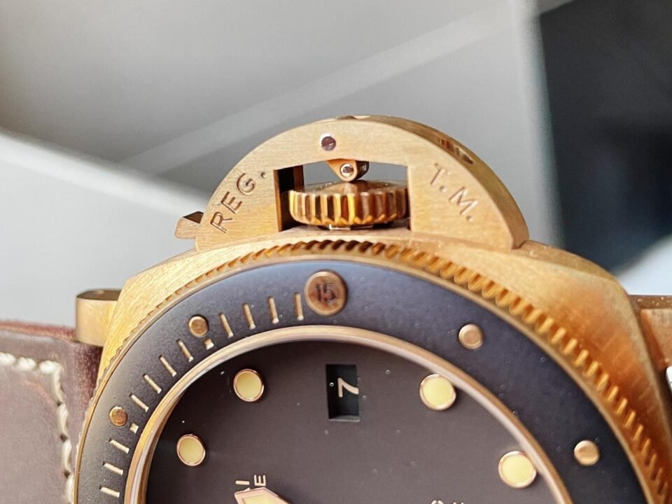 PAM968 V Bronzo VSF 1:1 Best Edition Brown Ceramic Bezel and Dial on Brown Calfskin Strap P.9010 Clone - Image 8