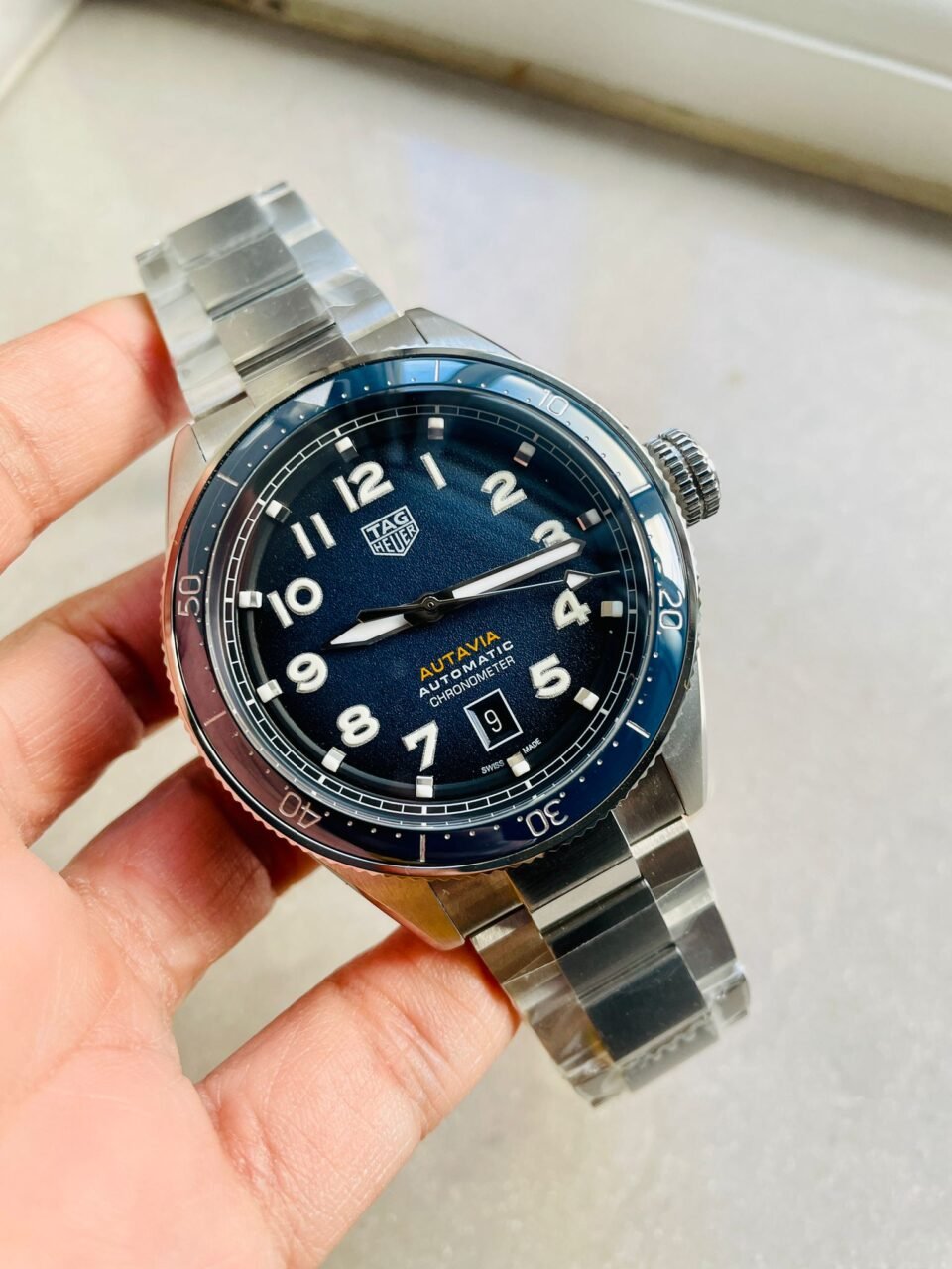 Autavia WBE5116 OGF 42mm SS KOR 1:1 Best Edition Blue Dial on SS Bracelet SW200 - Image 7