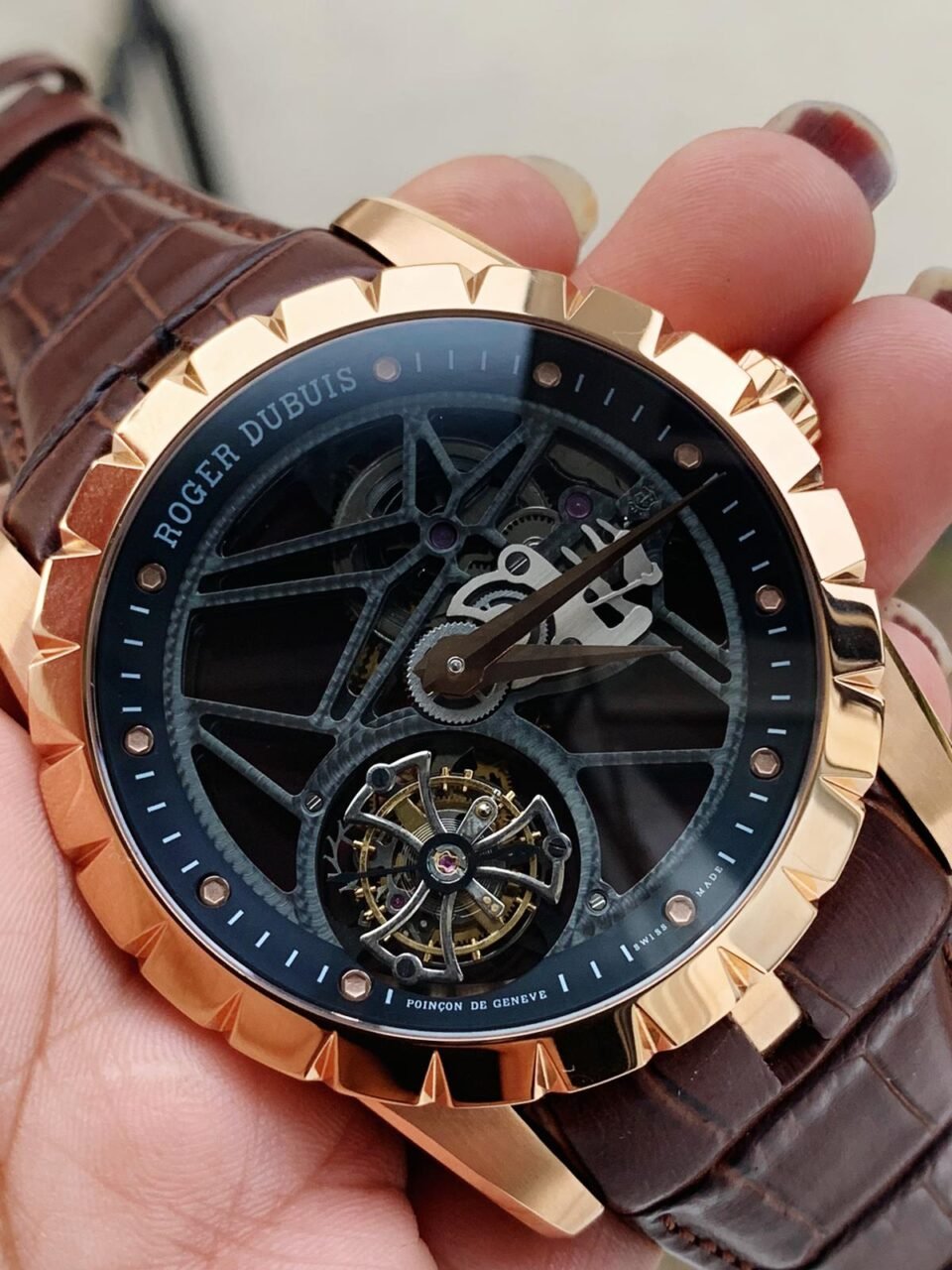 Excalibur Rddbex0392 RG BBR Best Edition Skeleton Dial on Brown Leather Strap A2136 Tourbillon