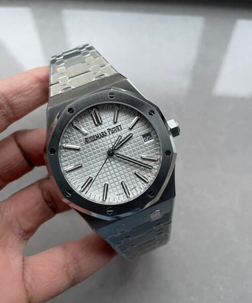 Royal Oak 41mm 15510 "50th Anniversary" SS ZF 1:1 Best Edition White Textured Dial on SS Bracelet A4302