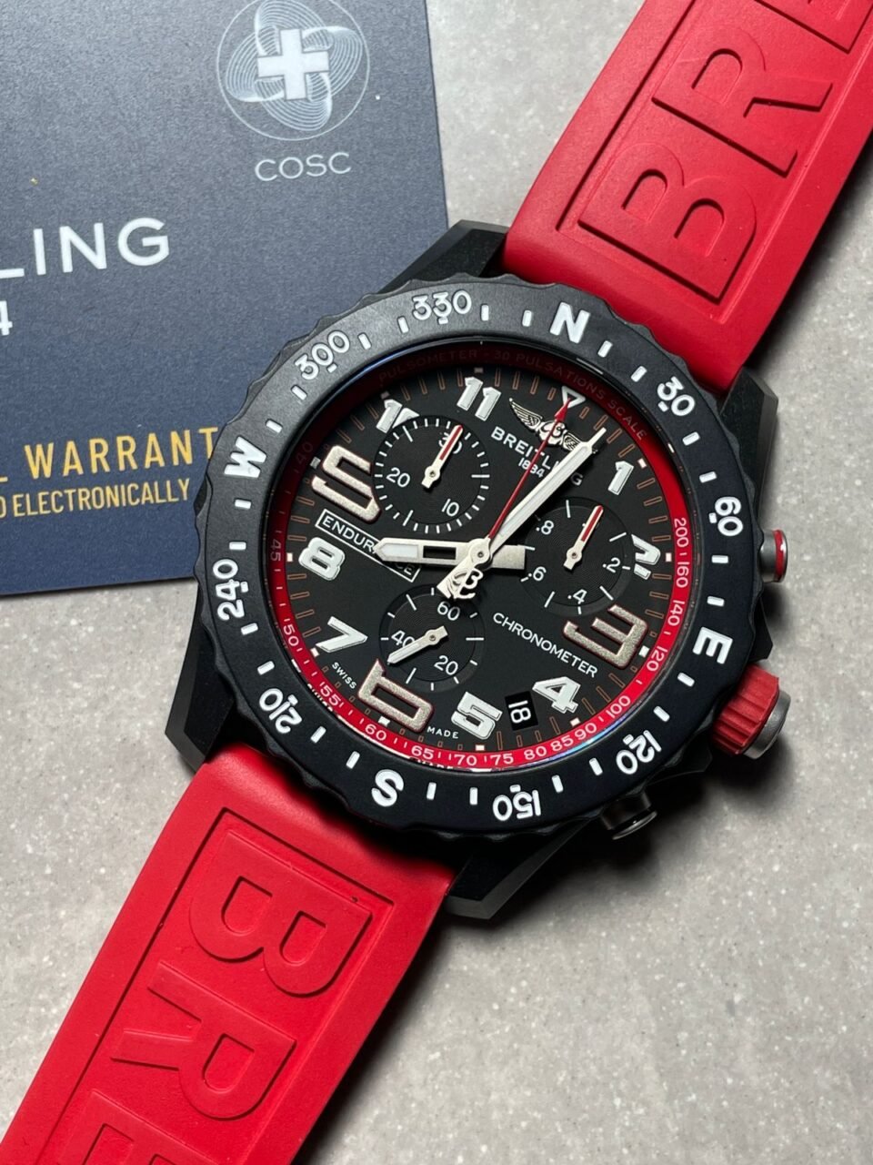 Endurance pro OGF 44mm Black dial Red Rubber Strap quartz movement - Image 6