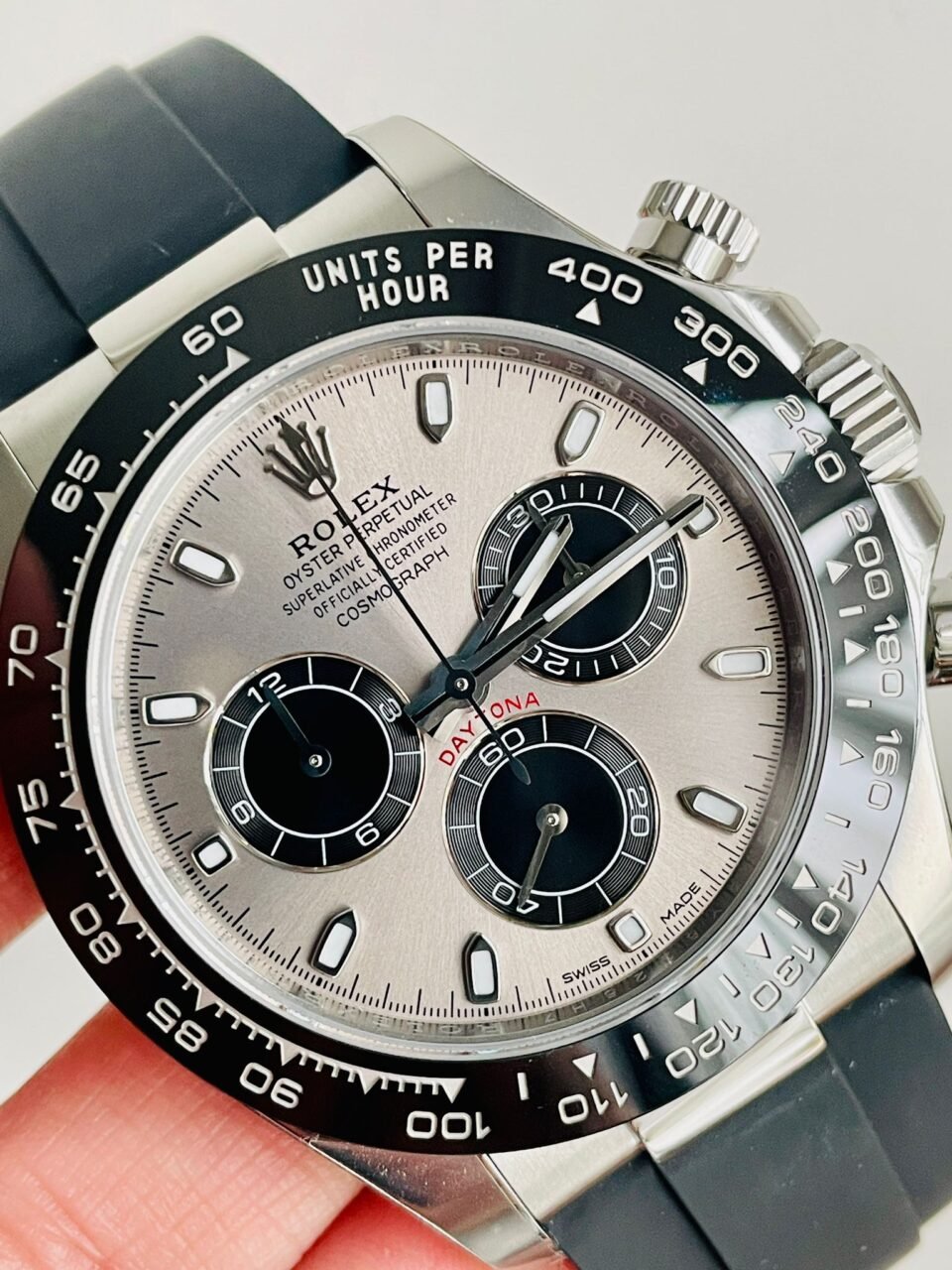 Daytona Grey Silver BTF 1:1 Best Edition 904L Steel Silver/Black Dial on Oysterflex Strap A4130 - Image 10